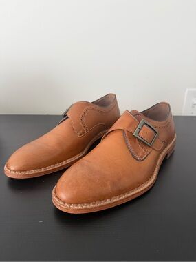Johnston & Murphy Tan Leather Single Monk Strap Oxfords